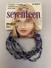 Vtg 2000 Seventeen Magazine 5 Purple Beaded Pony Tail Holders Major Must Haves