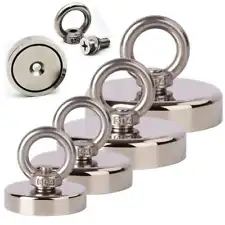 400/600/800/1000LBS MAGNETS Super Strong Fishing Magnet Round Neodymium Eye Bolt