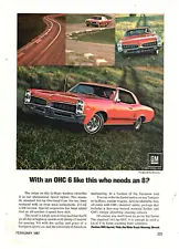 1967 Print Ad Pontiac LeMans Hardtop Stripe Sprint Option OHC 6 165 hp 3 speed