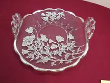 New Listing1930's Heisey Cambridge Handled Floral Canopy/Candy Dish Trimmed in Silver