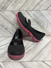 Crocs Duet Sport Mary Jane Women’s Black Pink Slide On Flat Shoes Size 8