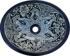 16" X 11.5" Talavera Ceramic Mexican Bathroom Sink Handmade Folk Art # 184