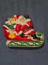 Vintage Empire Blow Mold Santa In Sleigh Lighted Tabletop Christmas Decor 1970