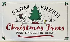 PEANUTS Christmas Anti Fatigue Kitchen Mat Rug 18x30 Snoopy Farm Fresh Trees NEW