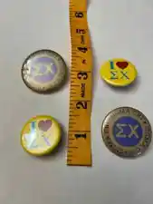 Set of 4 Sigma Chi Buttons Safety Pin Clasp Back NOS VINTAGE