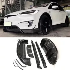 Carbon Fiber Front Rear Bumper Lip SideSkirts Body Kits For Tesla Model X Car