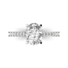 2.71ct Oval Simulated Engagement Wedding Promise Solitaire Ring 14k White Gold