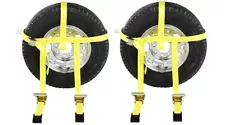 2-Side Mount Wheel Net Strap Cam Buckle Ratchets Flat Hooks Trailer Truck Cargo