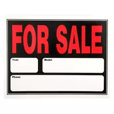 15 In. X 19 In. Plastic Auto for Sale Sign