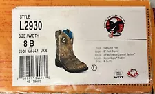 Justin Boots L2930 Women's 8 B Tan Gator Print 8” J-Flex Comfort System NEW