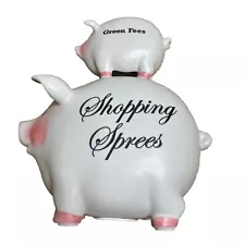 New ListingCeramic White Duel Piggy Banks GREEN FEES on Top SHOPPING SPREES on Bottom 2006