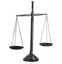 LEGAL SCALES OF JUSTICE DECORATIVE SCULPTURE ON WOOD BASE