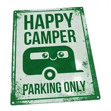 Happy Camper Parking Only Metal Sign; Wall Decor for Vacation Home