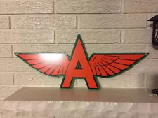 "Flying A" with wings cut out Gasoline Logo 22 GA. Steel Sign New 24" x 10"