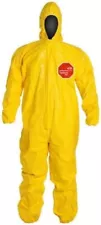 Dupont QC 127 Tychem Yellow Coverall Chemical Hazmat Suit Sizes M-4X