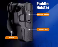 OUTSIDE THE WAISTBAND LOCKING HOLSTER-PADDLE-LEVEL 2 PUSH BOTTON-360 DEGREE