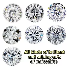 Rare Round 100 Faceted Cut Moissanite Loose Stones 0.5-5Carat D Color With GRA