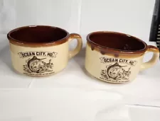 2 Vintage Ocean City Maryland Coffee Cups/Ceramic Mugs Marlin good for crab soup