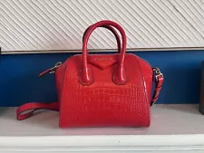 Givenchy Mini Antigona Bag Red Crocodile Calfskin Leather