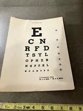 Vintage Eye Exam Chart 10ft Snellen Chart from 1945