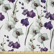 Ambesonne Flower Design Microfiber Fabric by The Yard for Arts and Crafts