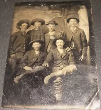 Civil War Era Tintype Photo Group of Tough Looking Wild West Cowboys