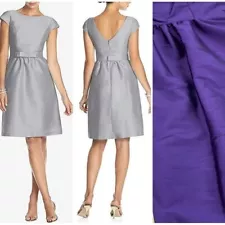 NWT Alfred Sung Bateau Neck Cap Sleeve Cocktail Bridesmaid Dress Majestic Purple