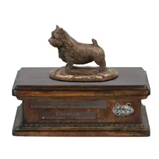 Norwich Terrier wooden urn with a portrait Art-Dog