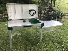 Vintage COLEMAN Camp Kitchen-Game Table W/Pieces Sink No Rust Or Cracks COMPLETE
