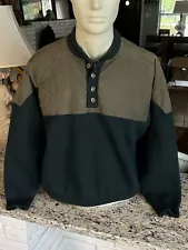 C.C. Filson Co. Waterfowl Hunting Guide Henley Pullover Sweater 711 Green Tan L