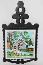 Vintage Cast Iron Ceramic Tile Trivet Pick One