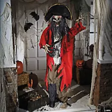 AHOYMATIES ! HALLOWEEN PROP 6' ANIMATED DEAD PIRATE SKELETON w SOUND SEE VIDEO