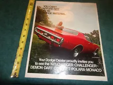 1971 DODGE CAR SALES BROCHURE / ORIGINAL DEALER MAILER CHARGER CHALLENGER++