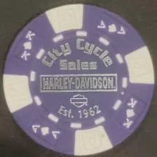 CITY CYCLE SALES HD ~ KANSAS (Purple AKQJ) Harley Davidson Poker Chip