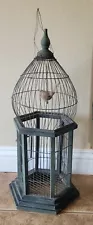 Vintage Antique Wooden Birdcage Dome Cathedral Old