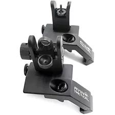 Tactical Flip Up Iron Sights for Rifle, Rapid Transition Backup Front and Rea...