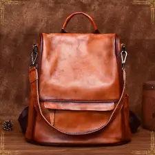 Women GENUINE LEATHER Vintage Anti Theft Backpack Ladies Stylish Designer Bag