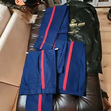 38XL Marine Corps USMC Dress Blues Trousers Pants With NCO Blood Stripe