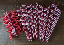 8 Peppermint Twists 8.5" and 4 Ribbon Candy 5.5" Ornaments, Shatterproof Plastic