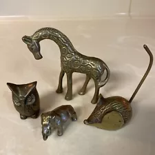 4 Brass Animal Figurines