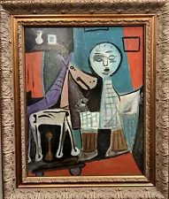 Stunning Oil On Canvas "Claude & His Toy Horse" Signed Pablo Picasso, Estate Own