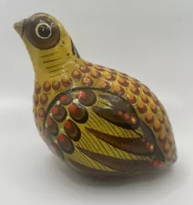 Vintage Sermel Tonala Mexico Paper Mache Quail Yellow Hand Signed 4 1/2” Tall