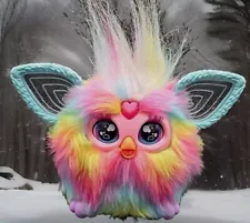 Hasbro FURBY Exclusive 2023 Tie Dye Rainbow Interactive Glowing Ears Plush Toy