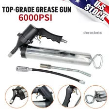 Air Operated Grease Gun 6000 PSI 14 oz Heavy Duty Pneumatic Grease Gun W/ Flex H