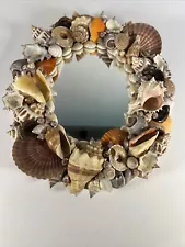 Vtg Seashell Embellished Oval Mirror Maryann’s Creations Cottage Chic MCM