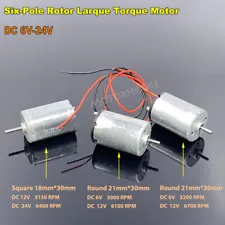 DC 6V-24V 9V 12V Small Electric Motor 6-Pole Rotor Large Torque DIY Toy Car Boat