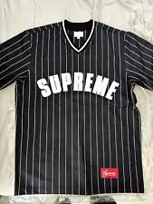 Supreme Black Pinstripe Baseball Jersey Mens Size Medium SS17