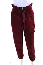 Robert Rodriguez Women's Paper Bag Waist Zip Closure Jogger Red Size S