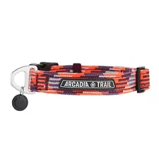 Arcadia Trail Paracord Nylon Dog Collar Pink w/ Purple/Silver Medium