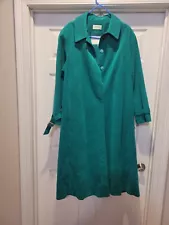 Lilli Ann Coat Womens Greenish Blue Button Down